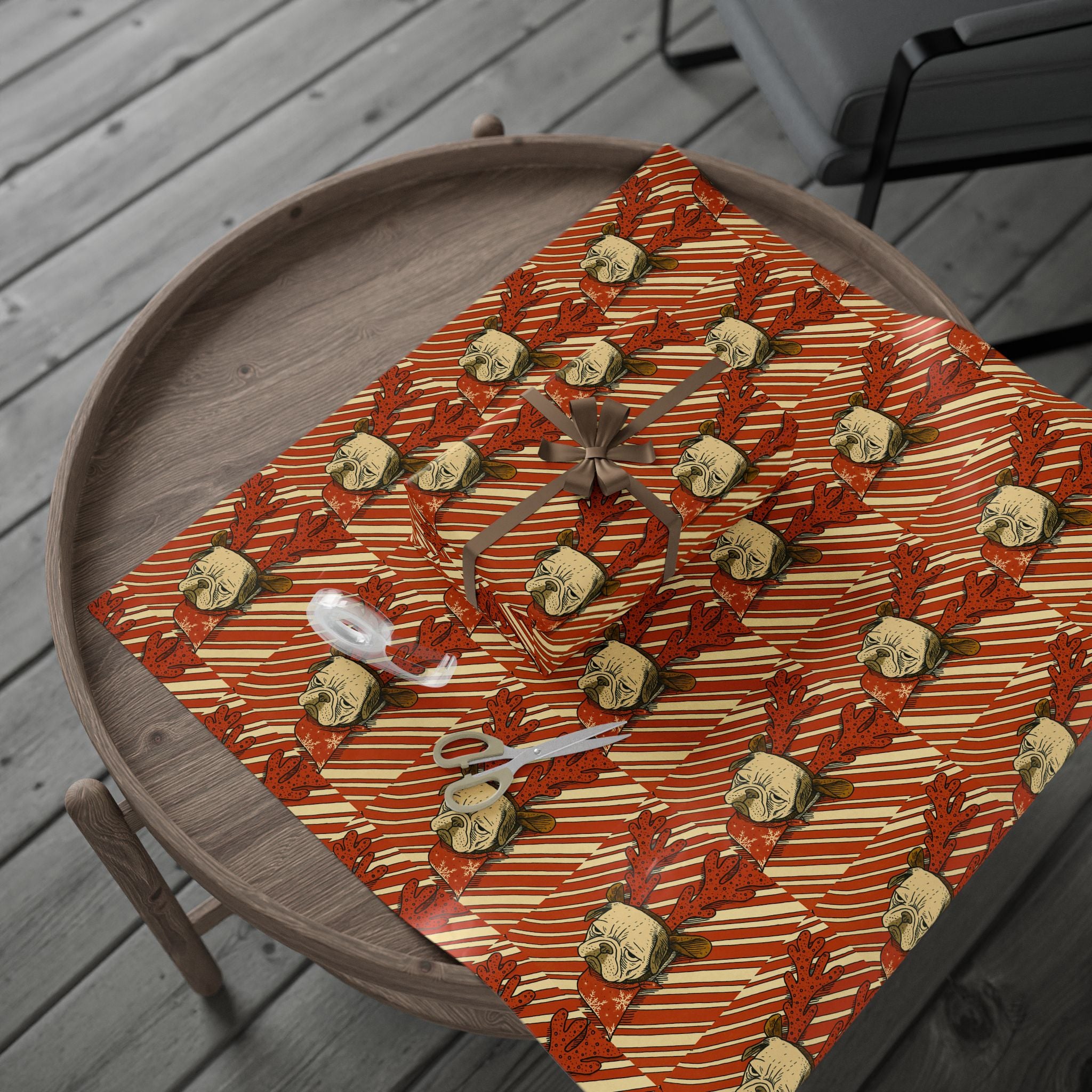 Pug in a Peppermint Wonderland Wrapping Paper