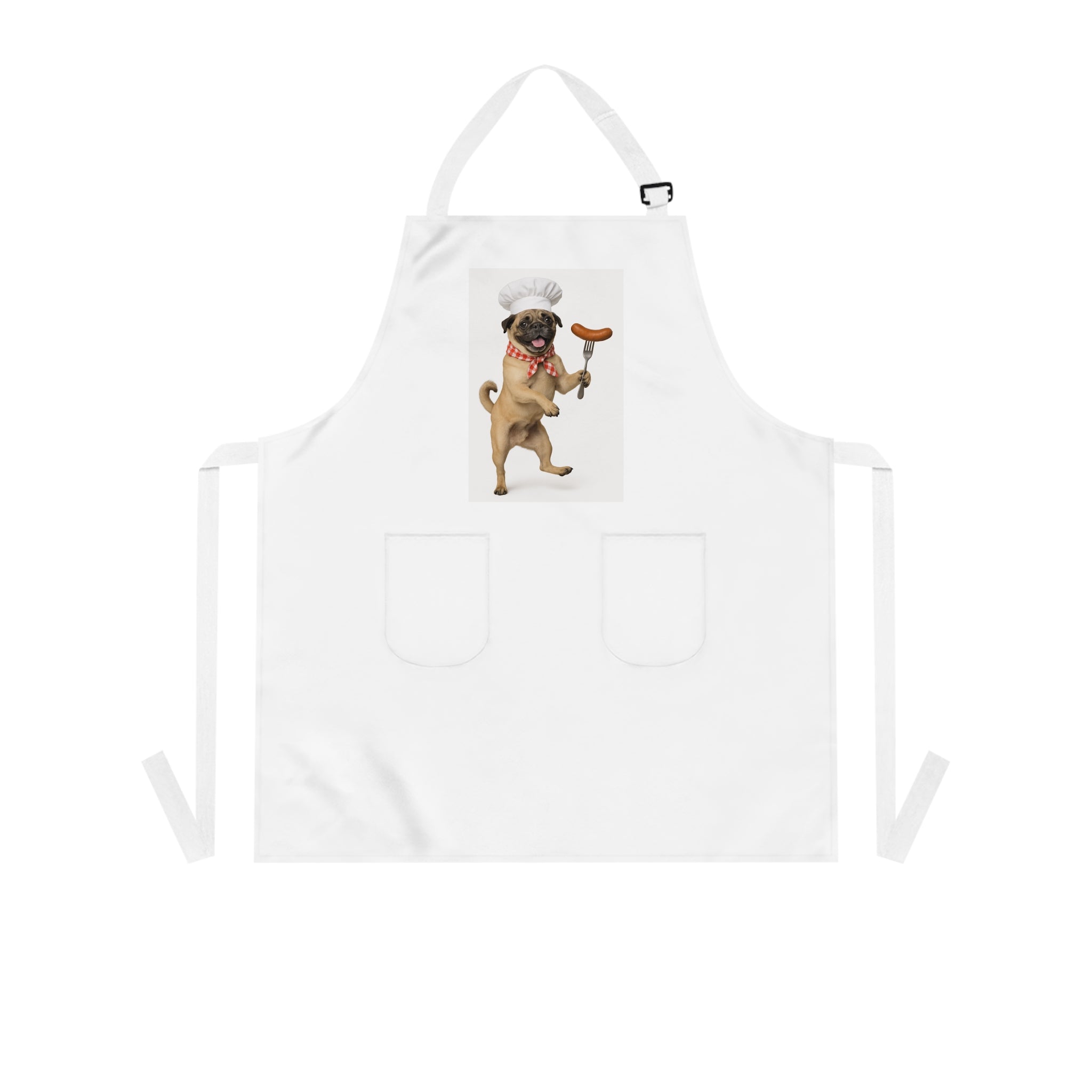 Otis Chef Pug Apron — Cute Pug Chef with Sausage Cooking Apron