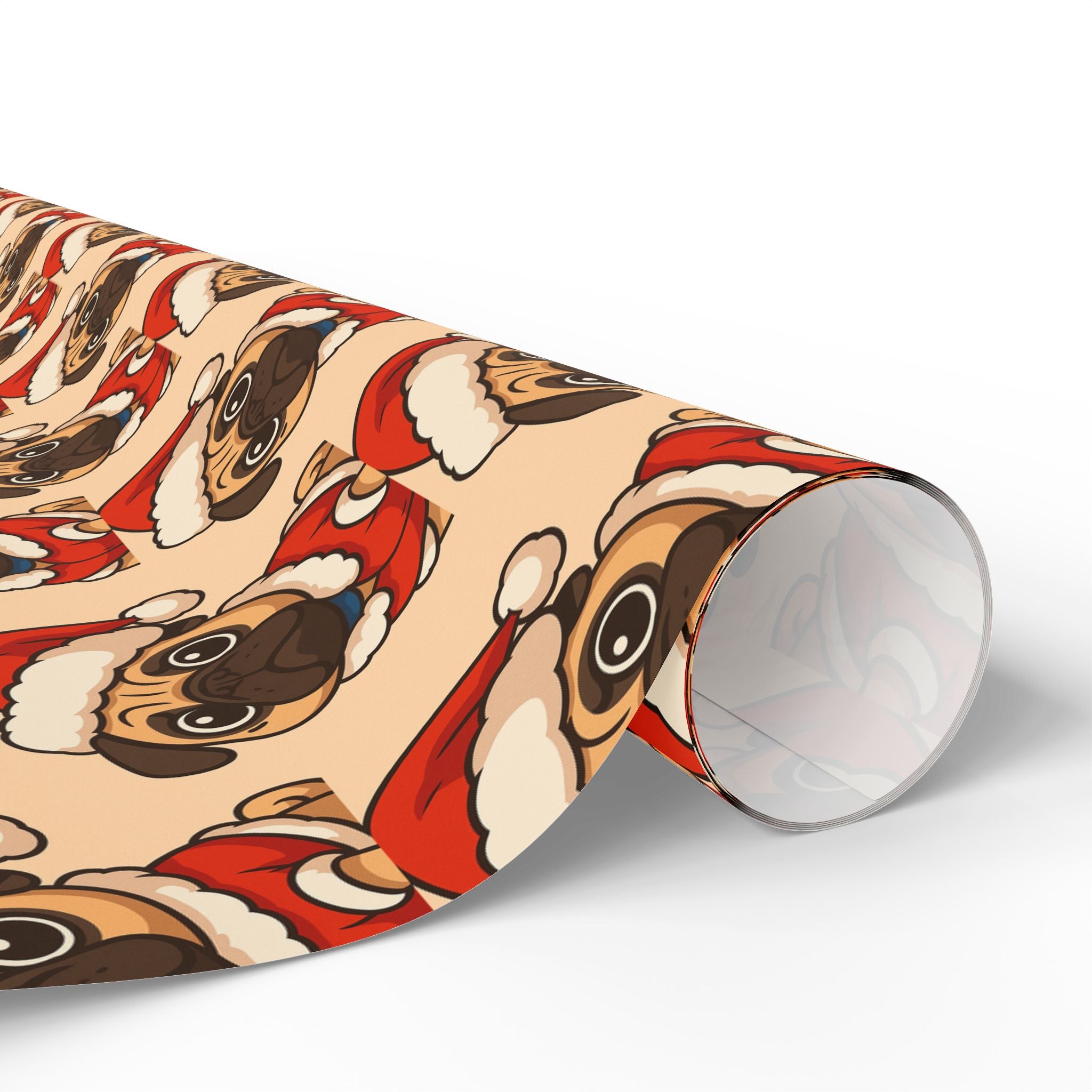 Pug Santa Pattern Wrapping Paper | Christmas Dog Print Gift Wrap