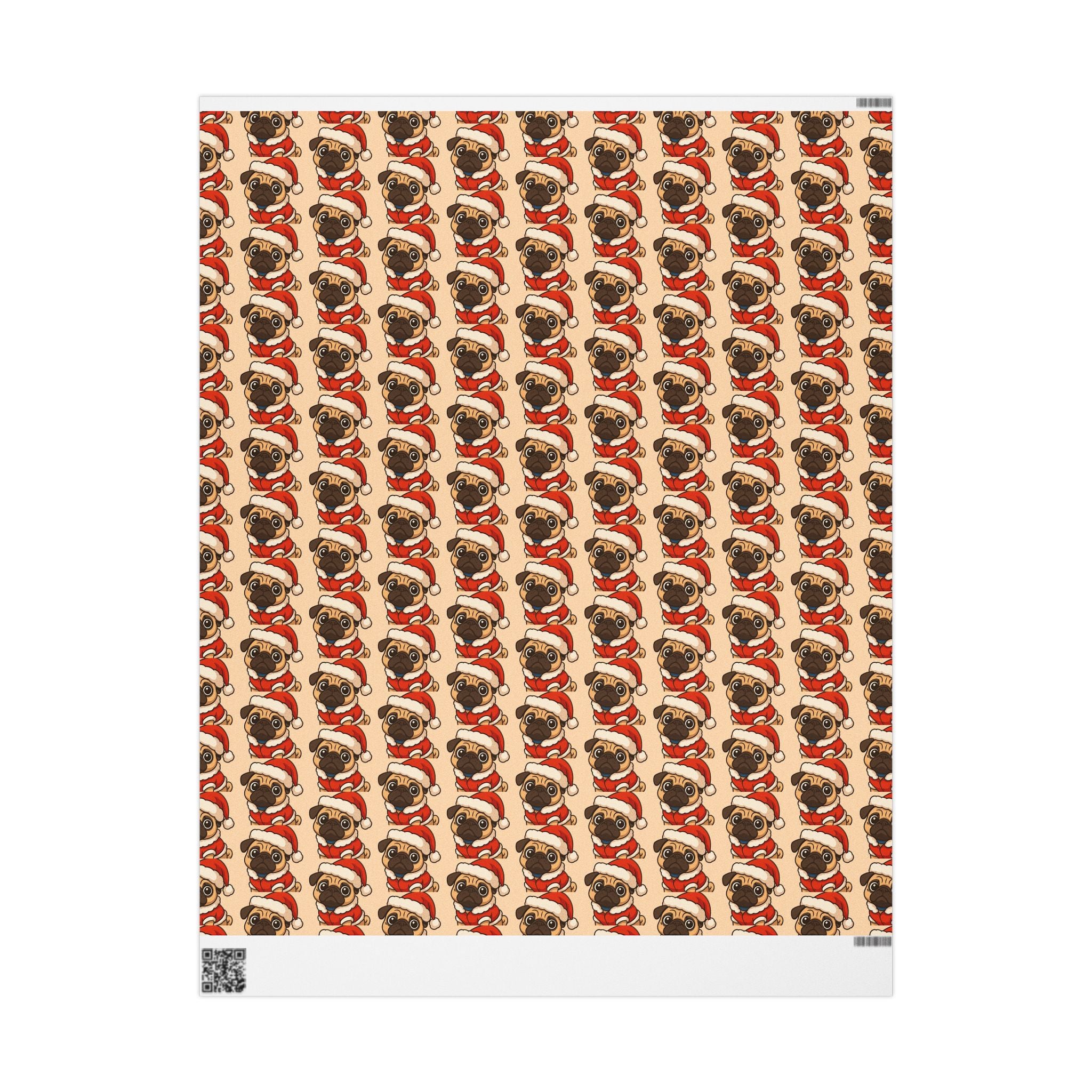 Pug Santa Pattern Wrapping Paper | Christmas Dog Print Gift Wrap