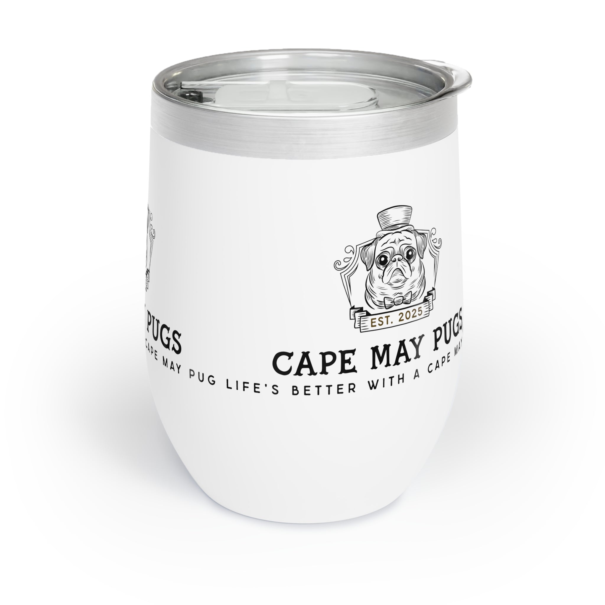 Cape May Pugs Wine Tumbler  Life s Better with a Cape May Pug