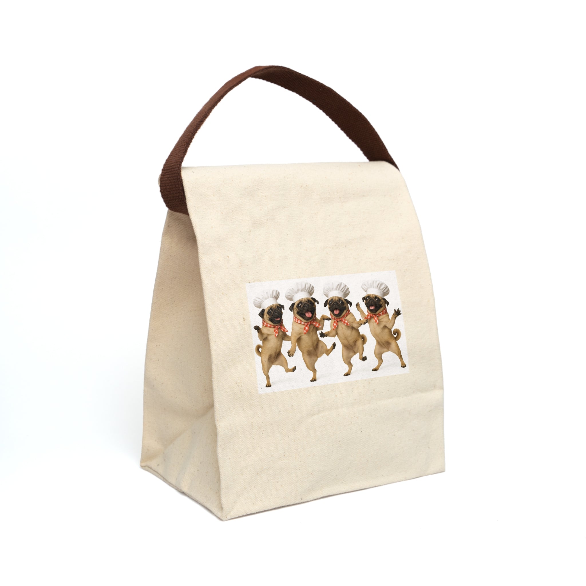 Pug Chef Canvas Lunch Bag — Cute Insulated Tote with Strap