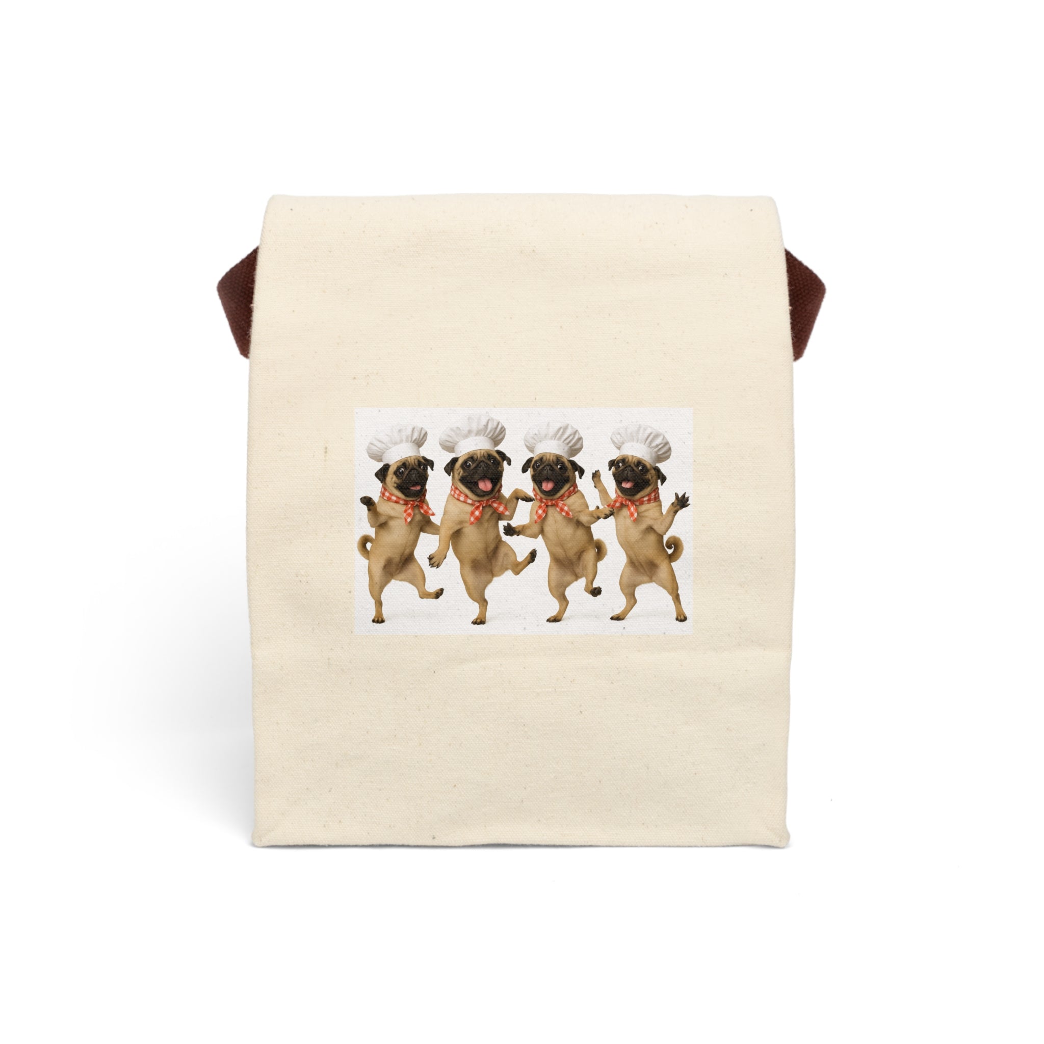 Pug Chef Canvas Lunch Bag — Cute Insulated Tote with Strap