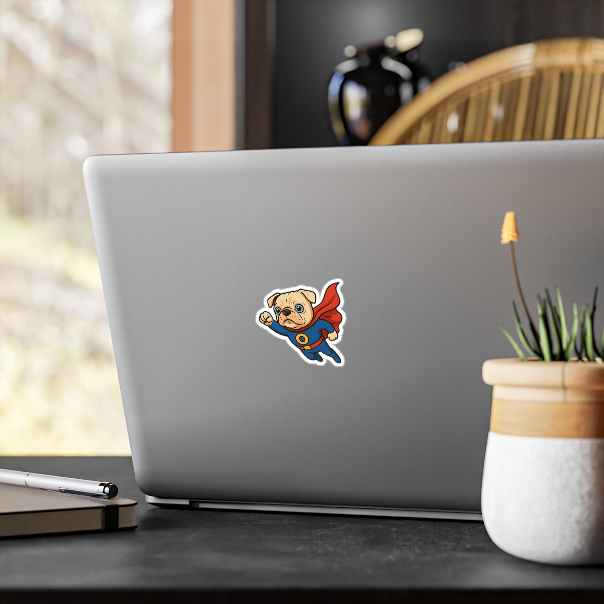 Superhero Pug Sticker Kiss-Cut Vinyl Decal | Flying Pug Sticker