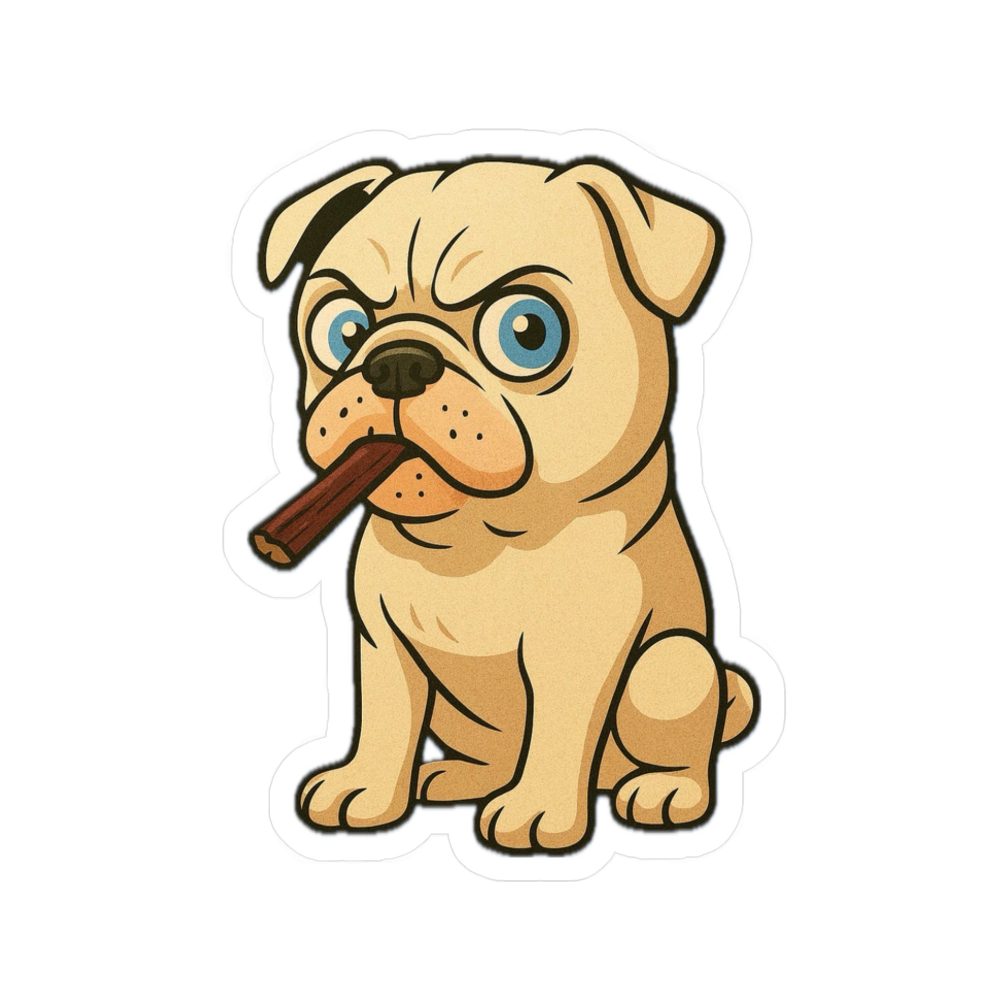 Cigar Chewing Pug Sticker Kiss-Cut Vinyl Decal | Dog Vinyl Decal