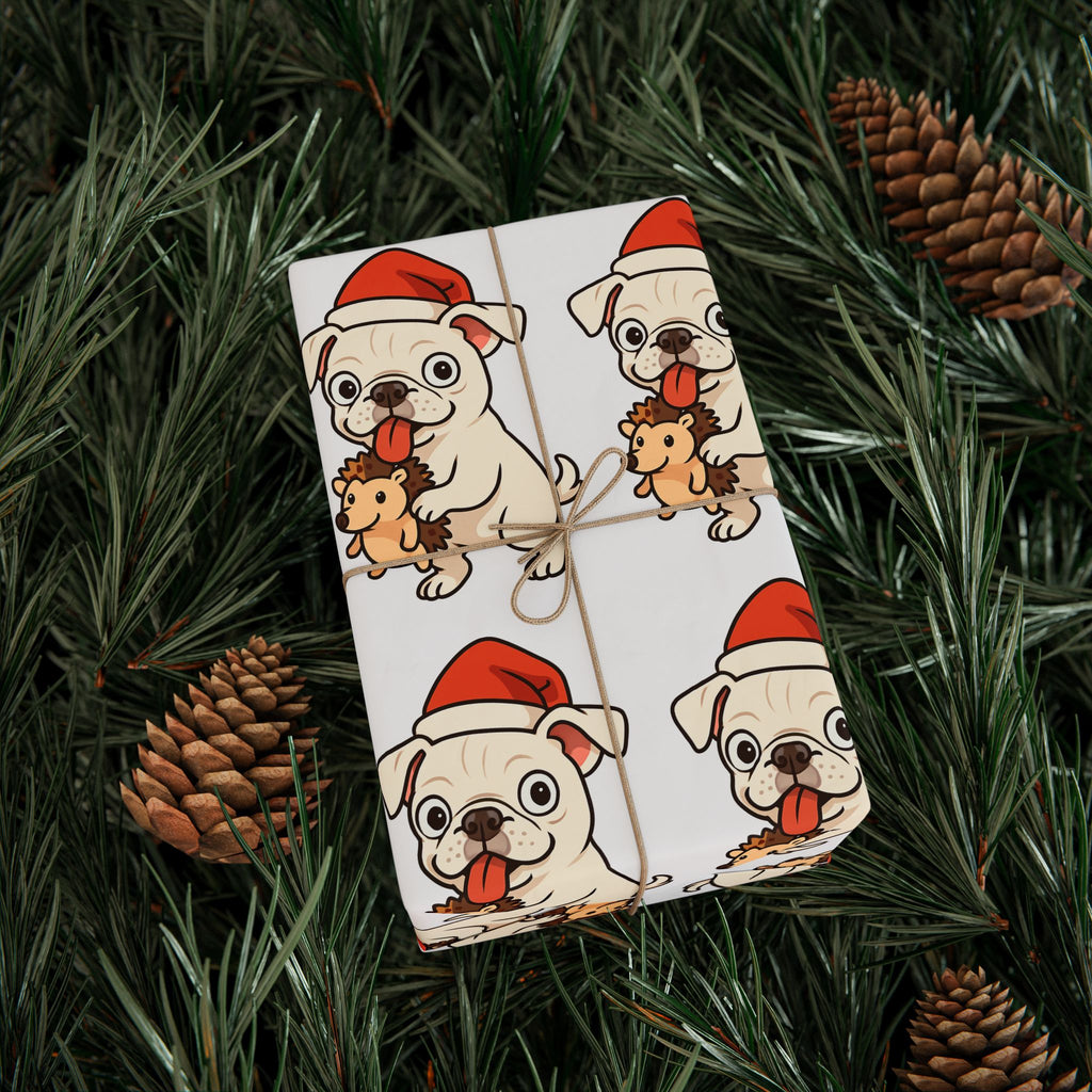 Cape May Pug Pattern Wrapping Paper - Cute Cartoon Pugs Gift Wrap Roll