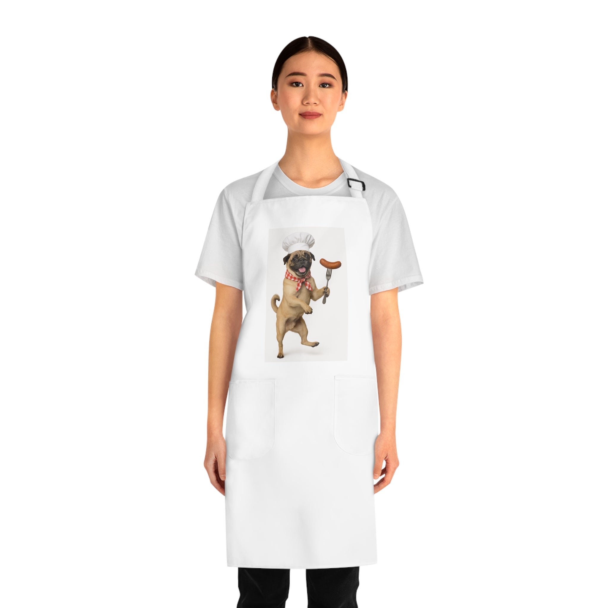 Otis Chef Pug Apron — Cute Pug Chef with Sausage Cooking Apron