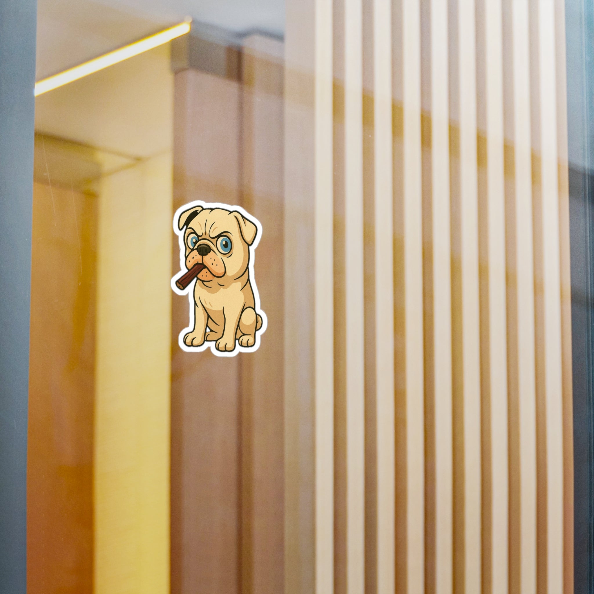 Cigar Chewing Pug Sticker Kiss-Cut Vinyl Decal | Dog Vinyl Decal