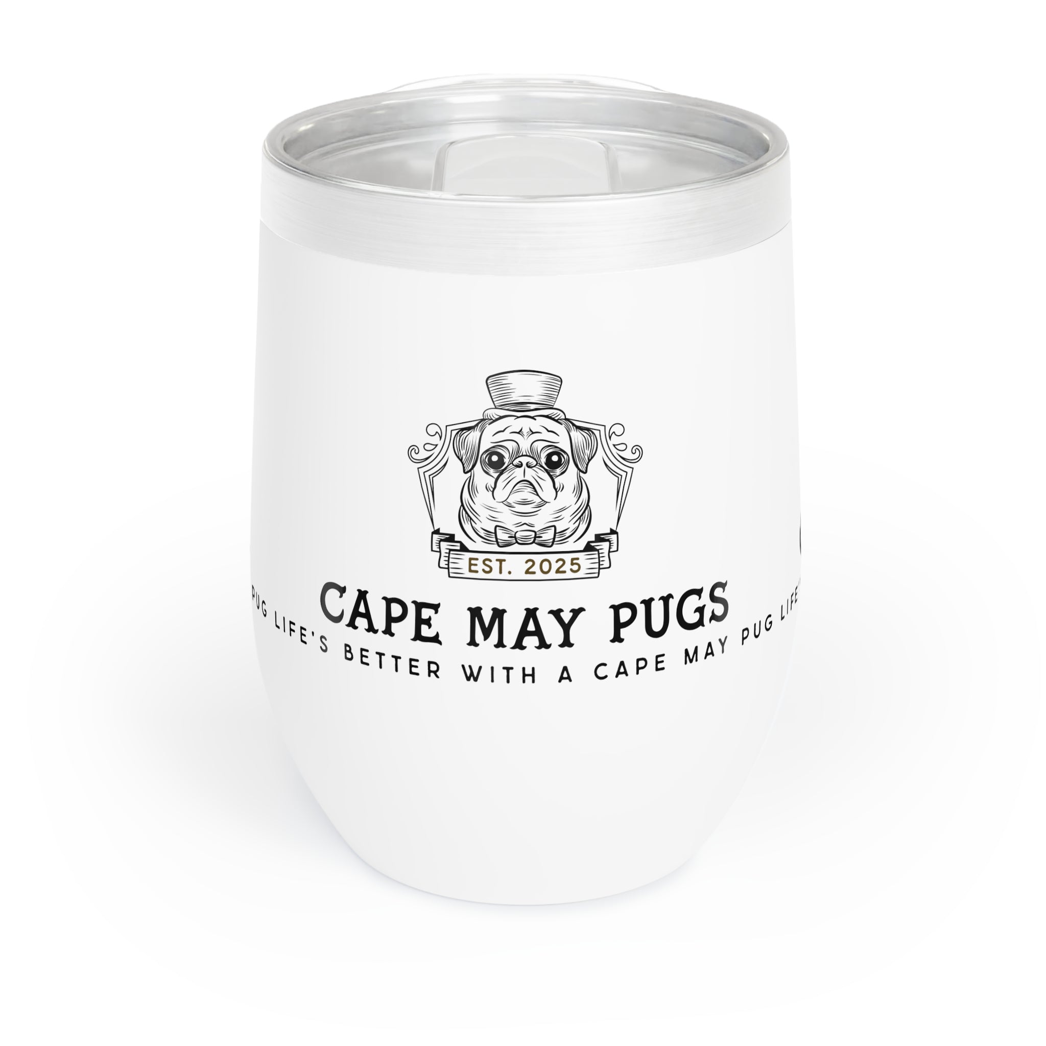 Cape May Pugs Wine Tumbler  Life s Better with a Cape May Pug