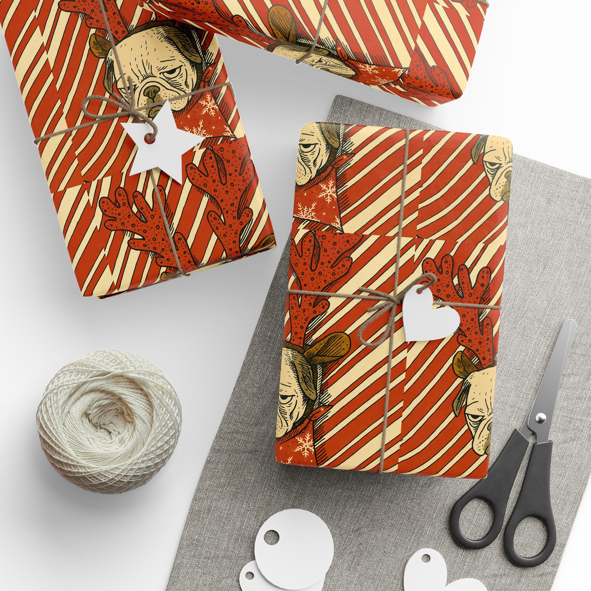 Pug in a Peppermint Wonderland Wrapping Paper