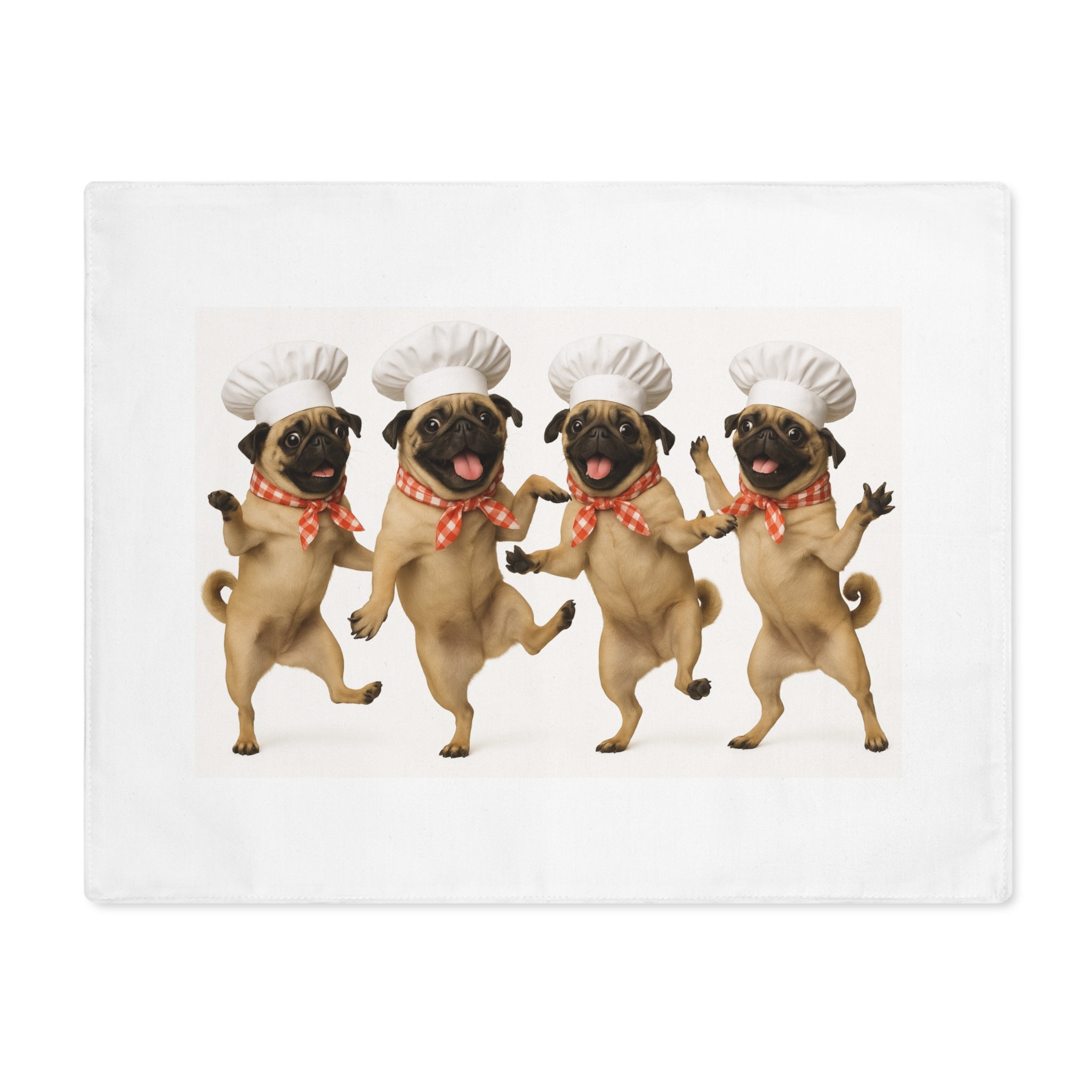 Pug Chefs Placemat — Cute Dancing Pugs Kitchen Table Mat