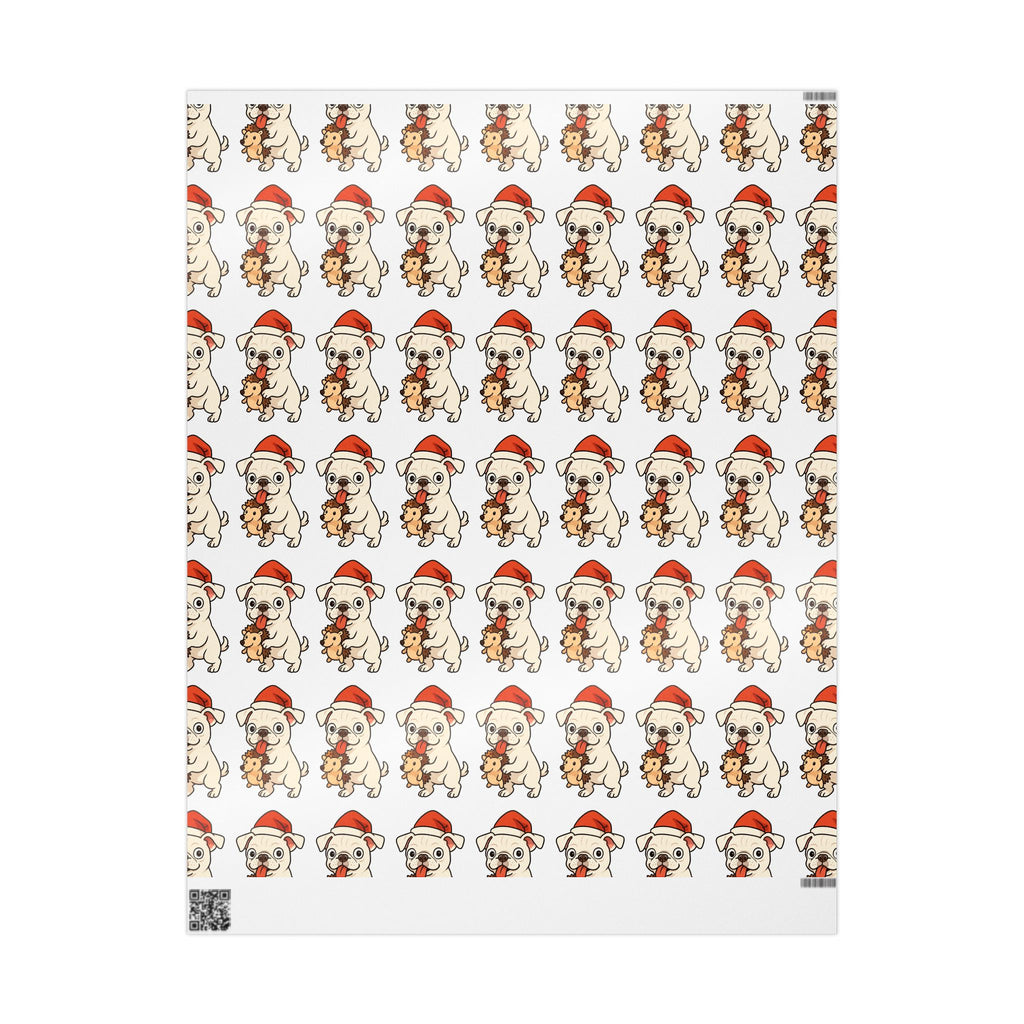 Cape May Pug Pattern Wrapping Paper - Cute Cartoon Pugs Gift Wrap Roll