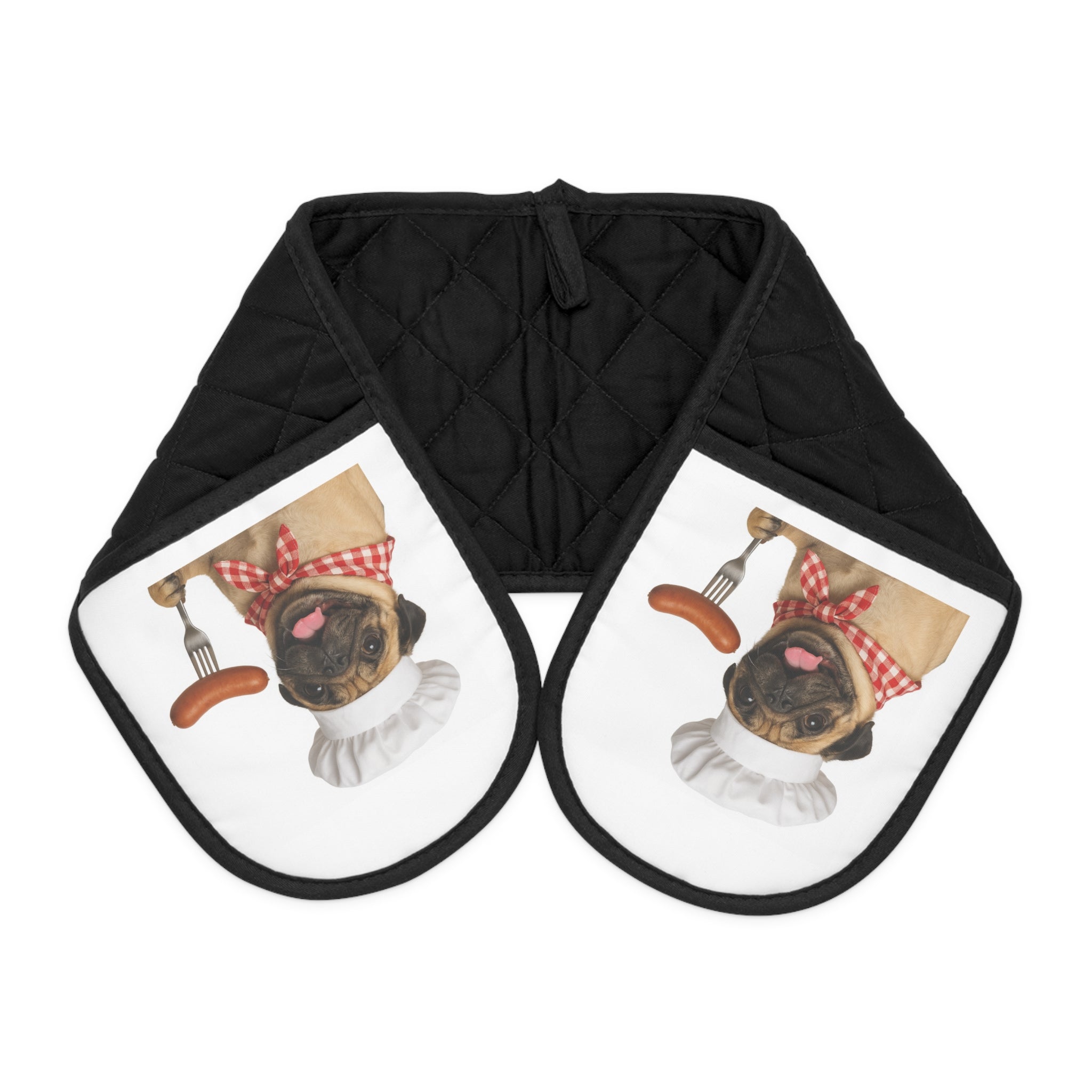 Otis Pug Chef Oven Mitts - Cute Pug Chef Double Pot Holder for Baking & Grilling