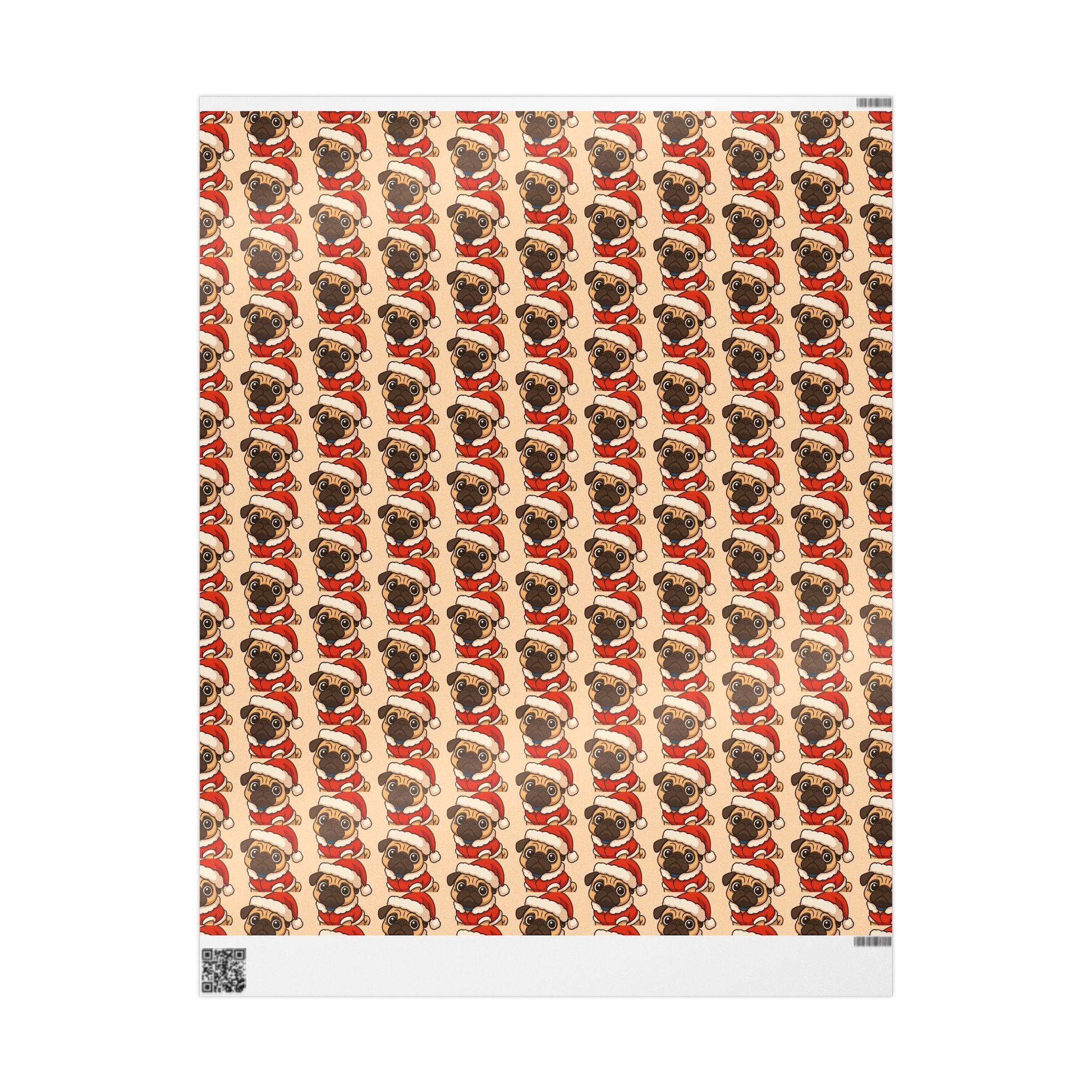 Pug Santa Pattern Wrapping Paper | Christmas Dog Print Gift Wrap