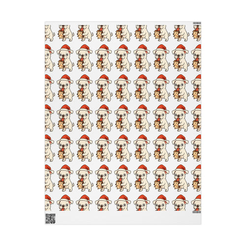 Cape May Pug Pattern Wrapping Paper - Cute Cartoon Pugs Gift Wrap Roll