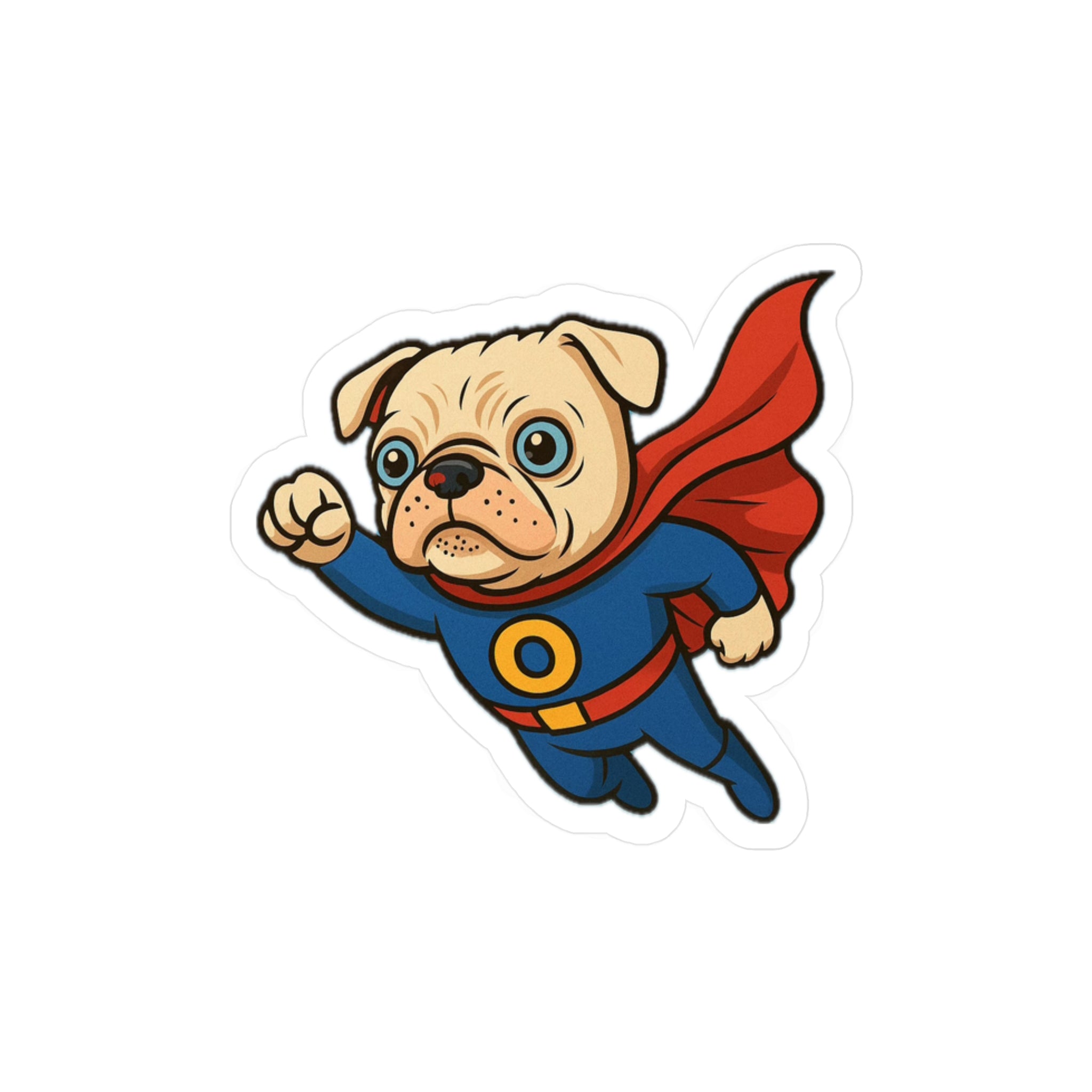 Superhero Pug Sticker Kiss-Cut Vinyl Decal | Flying Pug Sticker