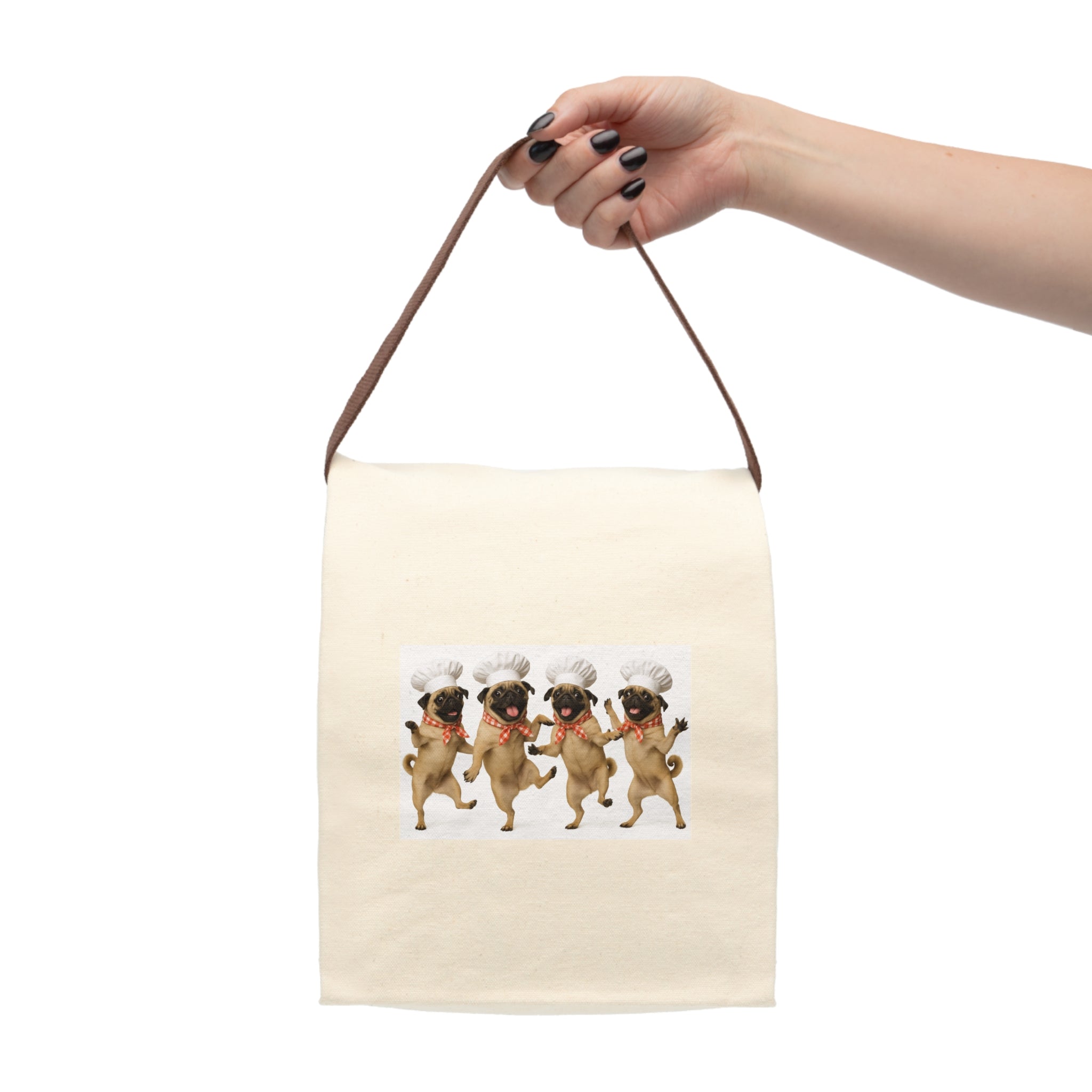 Pug Chef Canvas Lunch Bag — Cute Insulated Tote with Strap