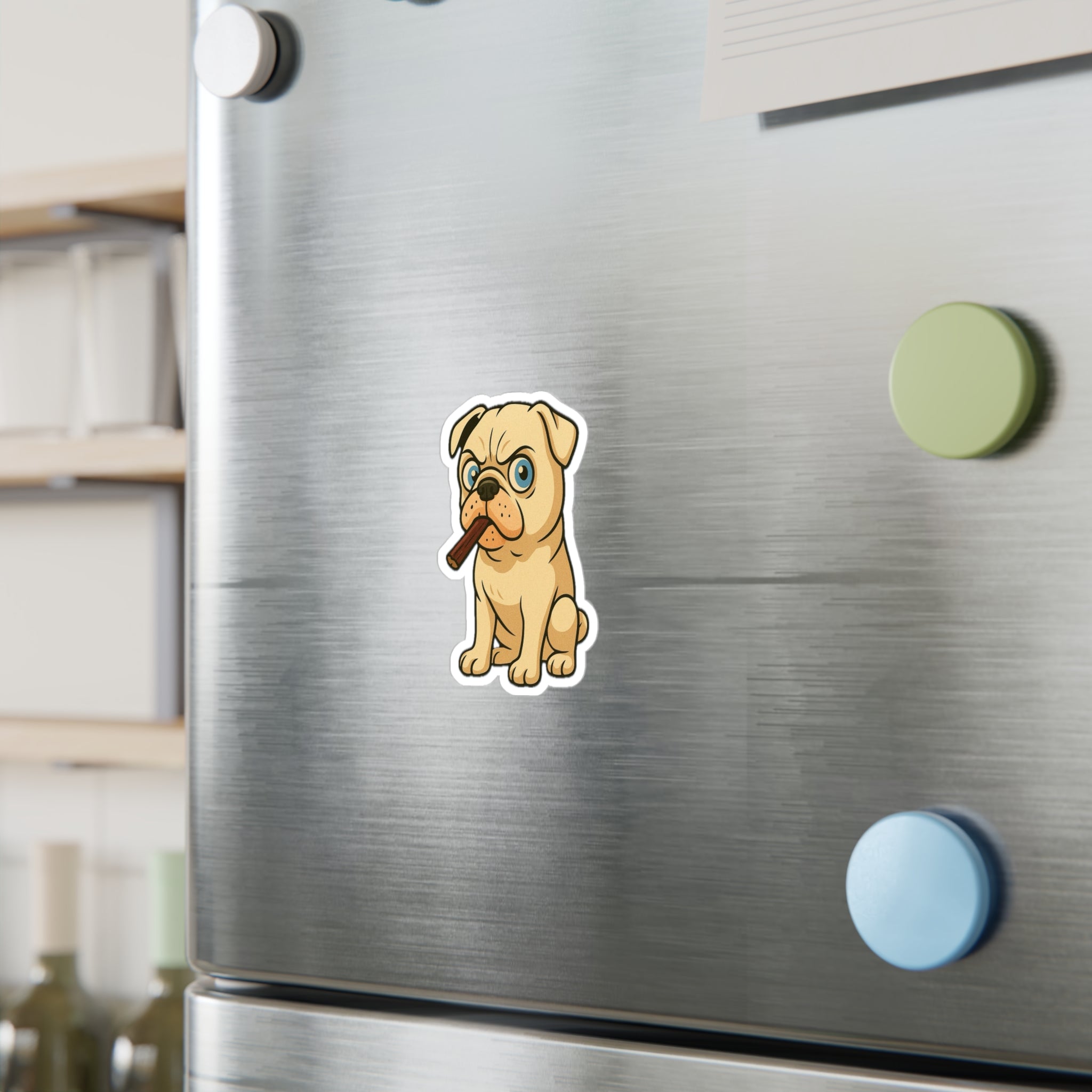 Cigar Chewing Pug Sticker Kiss-Cut Vinyl Decal | Dog Vinyl Decal