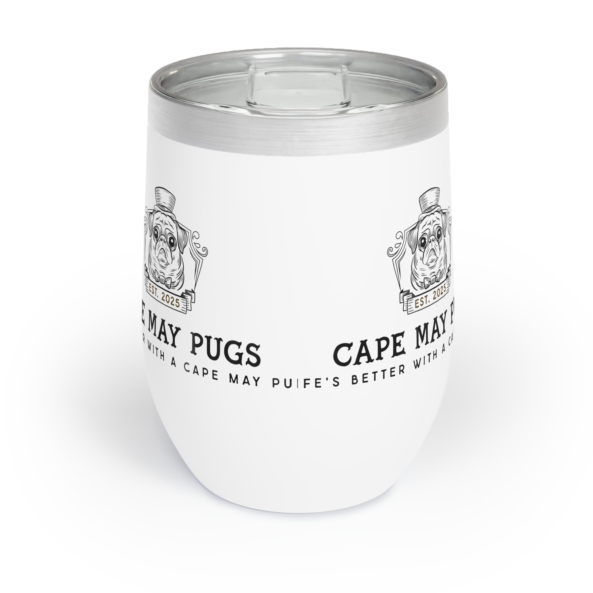 Cape May Pugs Wine Tumbler  Life s Better with a Cape May Pug